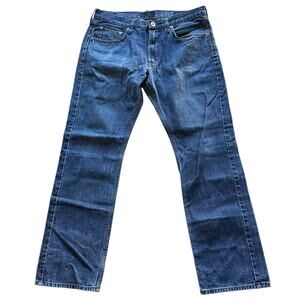 Mens Jeans Size 34x29 Dark Blue Denim Classic Fit Straight Leg Everyday Classic